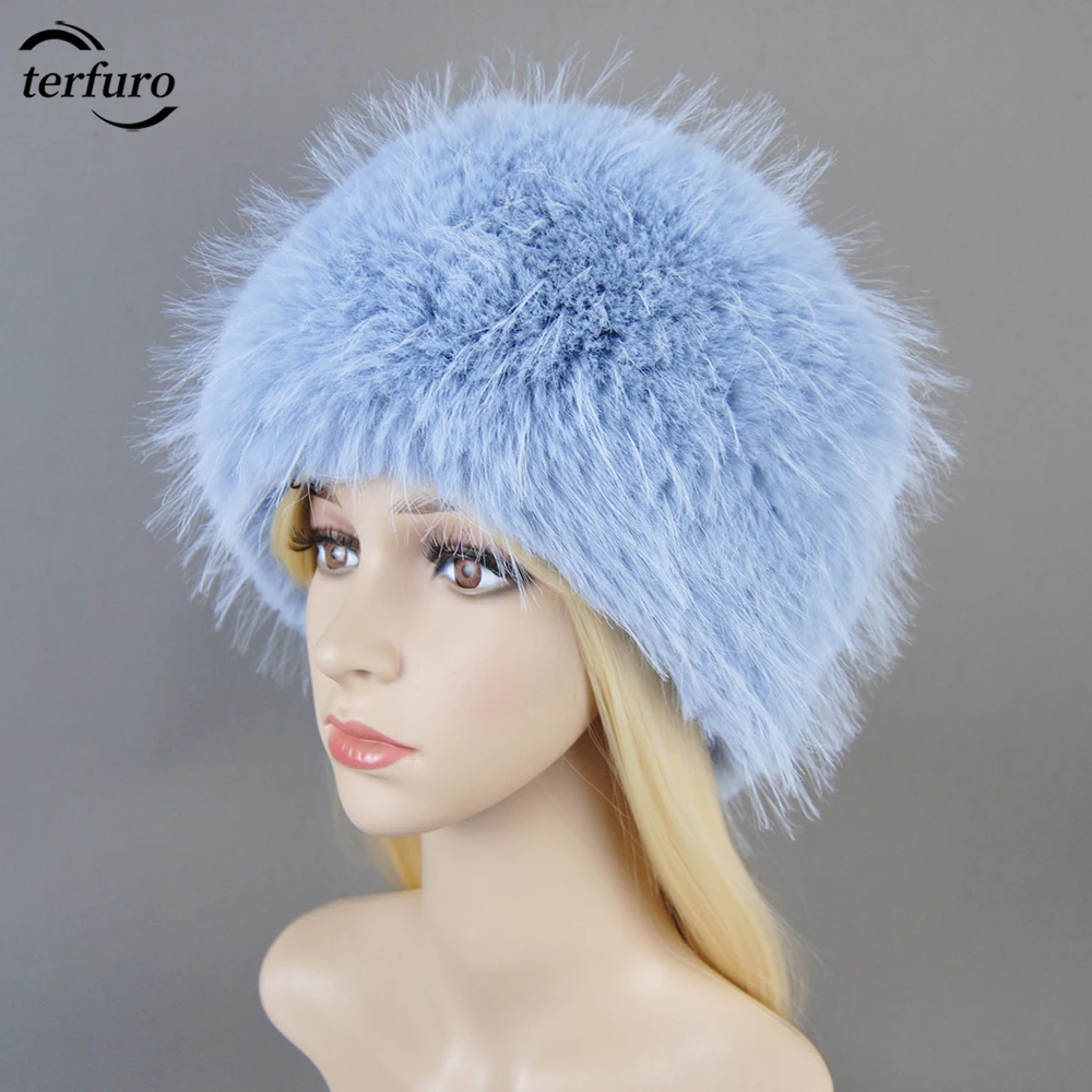 

Winter Women's False Raccoon Fur Cap Russian False Fur Hats Dome Fashion Personality Top British Thick Downy windshield Fur Hat