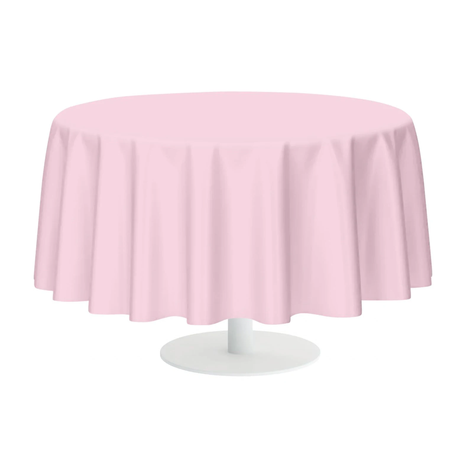Toalha de mesa redonda de plástico rosa descartável, capas de mesa para festas internas ou externas, aniversários, casamentos, mesa buffet de aniversário
