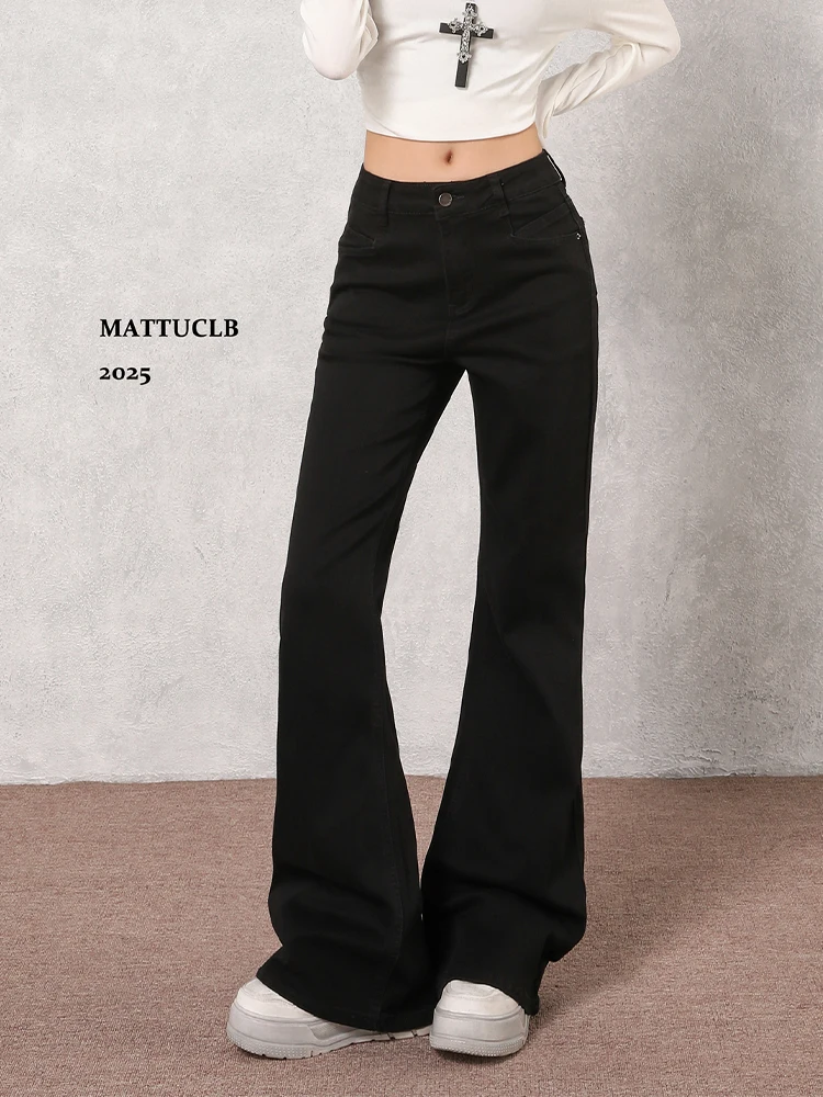 

Осень-зима 2022, женские корейские модные винтажные расклешенные джинсовые брюки с высокой талией Y2k Jean High Street, мешковатые длинные брюки-клеш