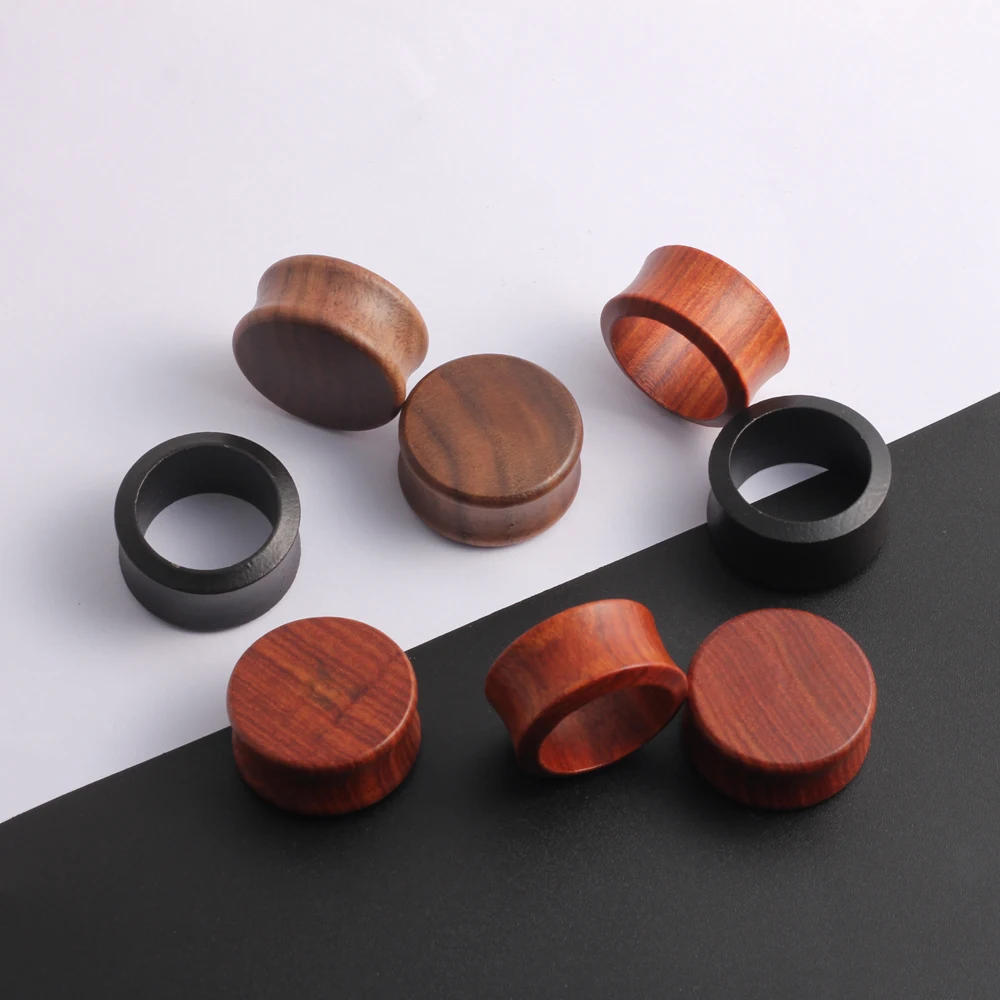 Twolobes 2PCS New Round Wood Ear Gauges Plugs Piercing Women Body Jewelry Expander Earrings Tunnels