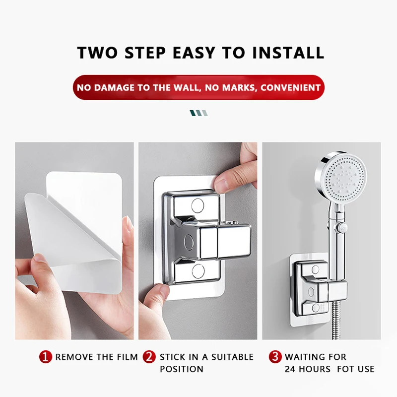 Shower Head Holder Bathroom 360° Adjustable Showerhead Holder Plating Bathroom Wall Mount Bracket Bathroom Accessories