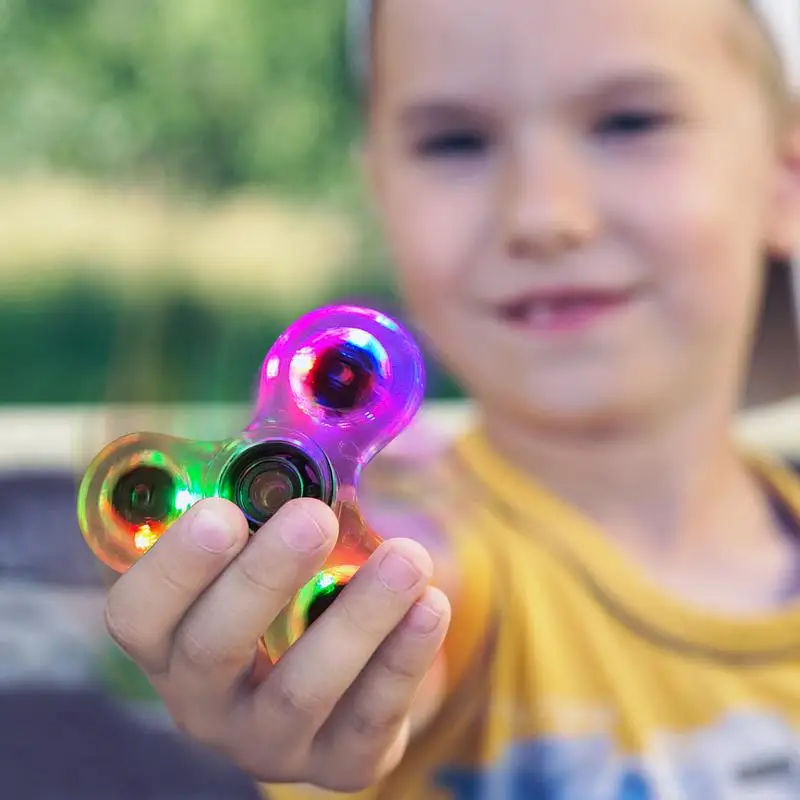 Crystal Finger Spinners Luminous LED Light Fidget Spinner Hand Top Glow In Dark Stress Relief Toys Kinetic Gyroscope For Childs