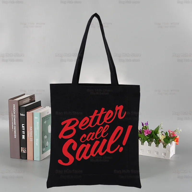 Better Call Saul Black Print Reusable Shopping Bag Women Canvas TV Series Breaking Tote Bags Eco Bag Shopper Shoulder Bags