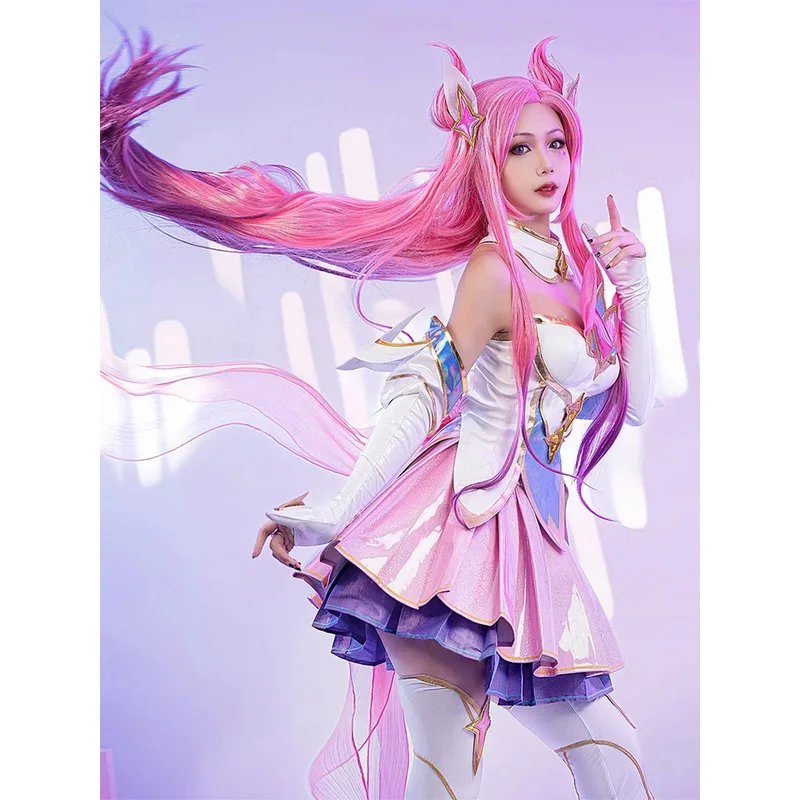 aa124LQIN STOCK UWOWO Kaisa كوسبلاي جامعة الأساطير/LOL: Star Guardian Kai'Sa SG زي Ahri Akali Halloween Co