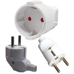 1pcs White 250v 16a French Russia German EU Schuko Plug power cord wired cable Socket Male Female Assembly Receptacle connector
