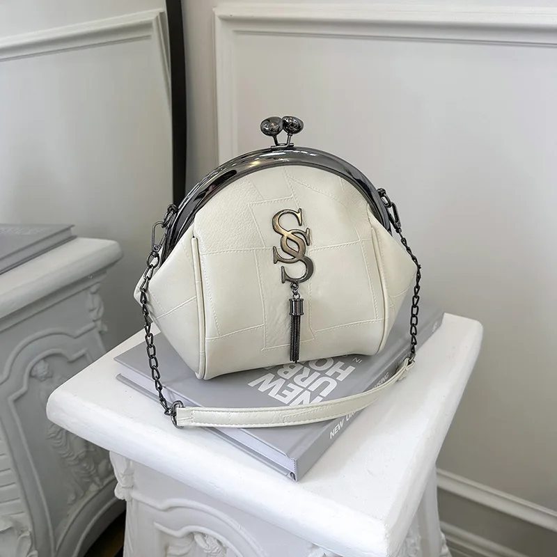 

Однотонная сумка-ракушка 2025 года, женская сумка через плечо с ремешком-цепочкой, просторный клатч на запястье, минималистичная сумка с верхней ручкой