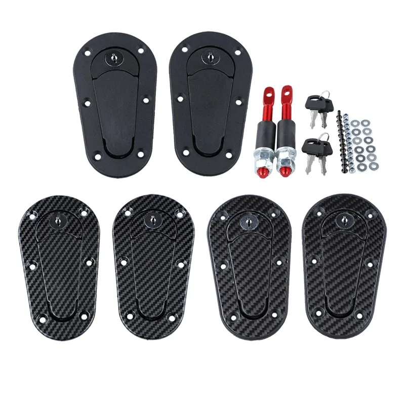 Black Hidden Anti-Theft Engine Hood Lock, Universal Flush Mount Bonnet Safety Latch Replacement Exterior Accessory, 1pc