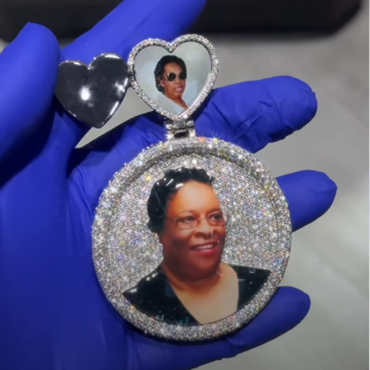 

THE BLING KING Custom Picture Heart Locket Bail Personalized Big Medallion Memory Photo Pendant Necklace Paved CZ Hiphop Jewelry