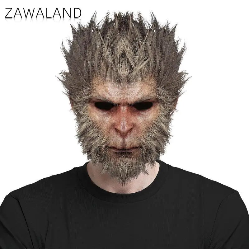 Zawaland mascarillas negras Myth Wukong, accesorios de Cosplay de Halloween, máscara de mono de Animal para adultos, accesorios de disfraz de estilo chino, regalos de fiesta