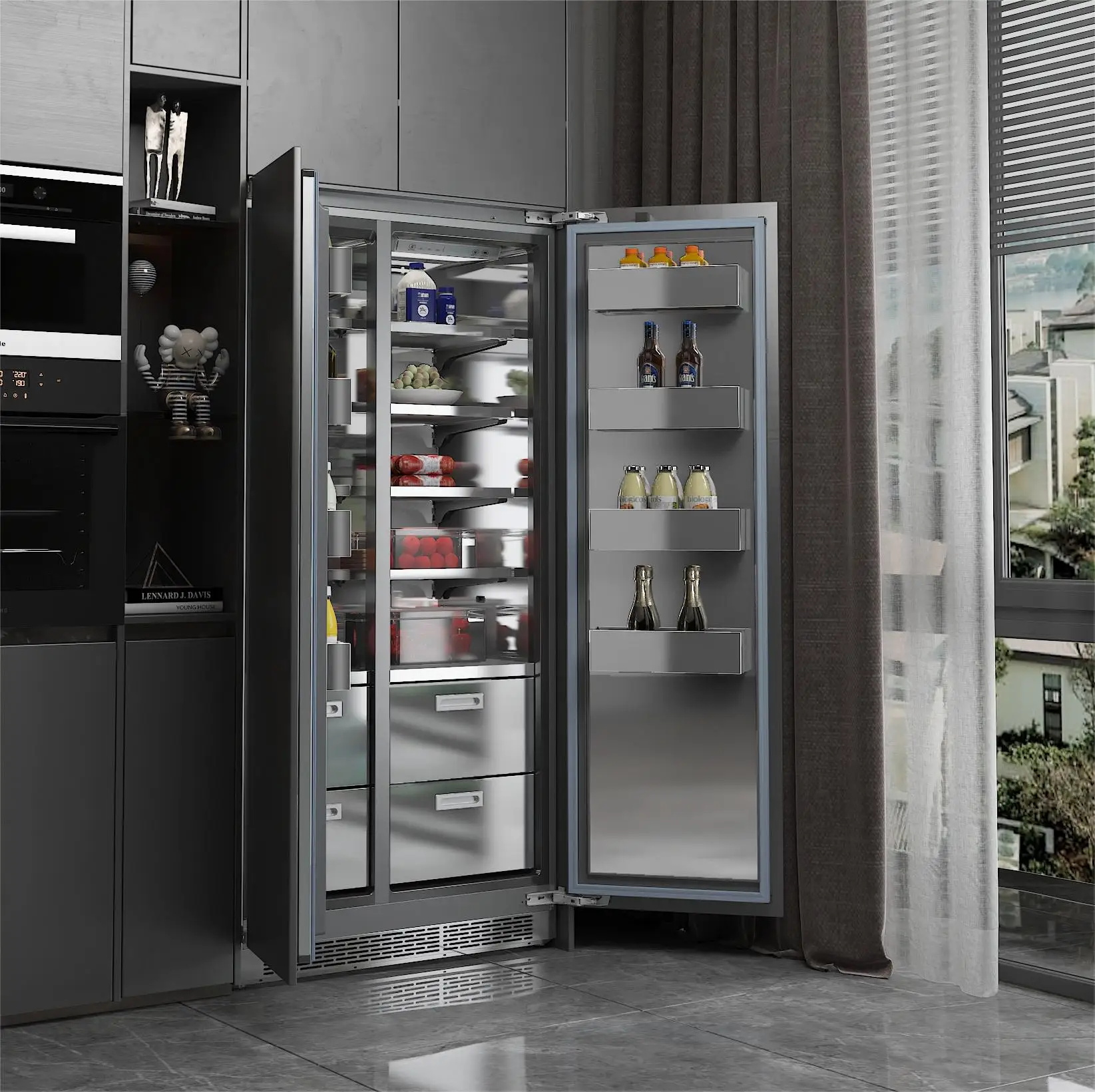 Premium BCD-455WQB New Launch Built-in Double Door Kitchen Refrigerator Side-by-Side Refrigerator