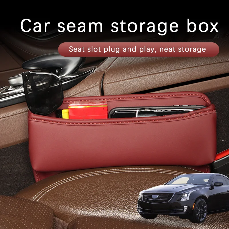 Car Seat Gap Storage Box Driver Front Auto Seat Gap Filler Organizer Wallet Keys Card Storage Box For Cadillac ATS