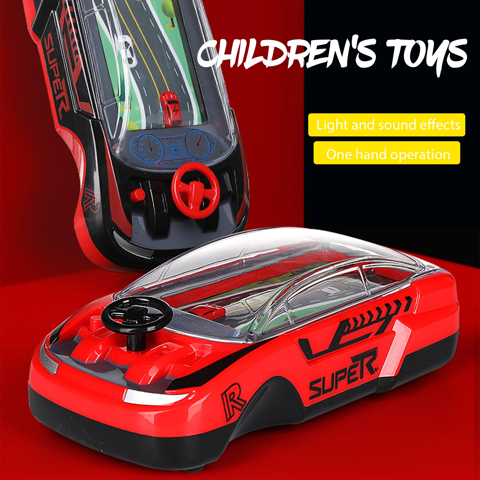 Simulation Handheld Car Racing Toy Light Sound Hands On Car Toy Gift For Birthday Children's Day