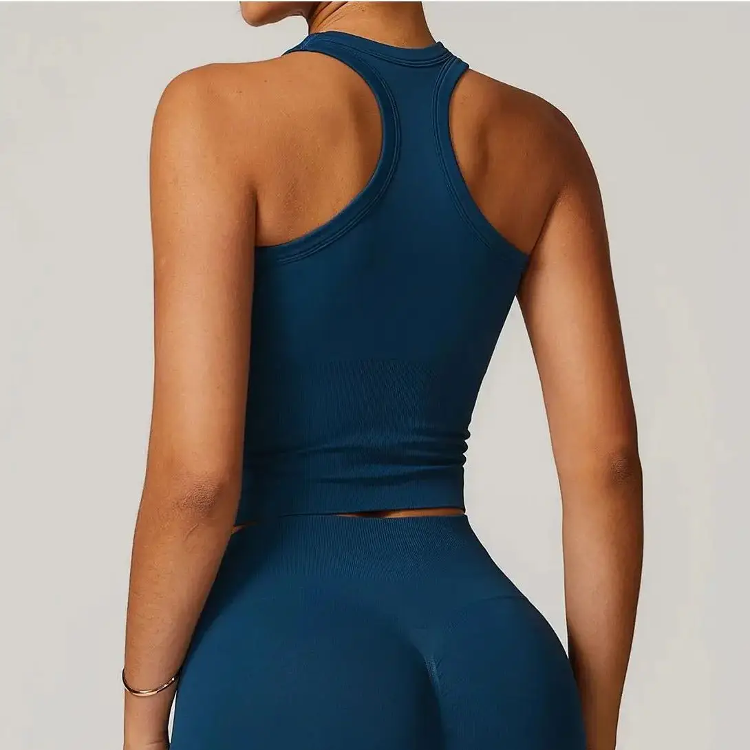 

Seamless Sport Vest Women Compression Tops Sleeveless Running Fitness Crop Top Gym Workout Vest Women Sports Quick drying Tops