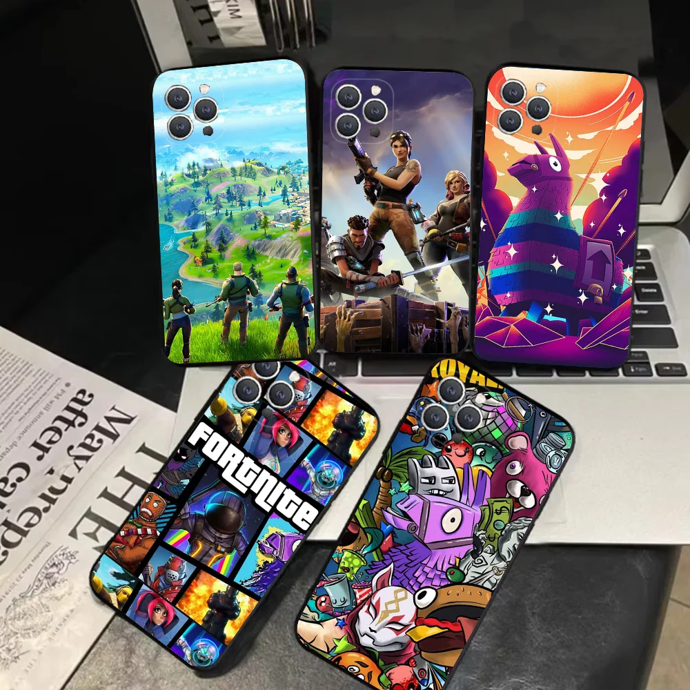 Cartoon B-Battle-R-Royales-F-FortniteS Phone Case Silicone Soft For IPhone 16 15 14 13 12 11 Plus Pro Max Plus