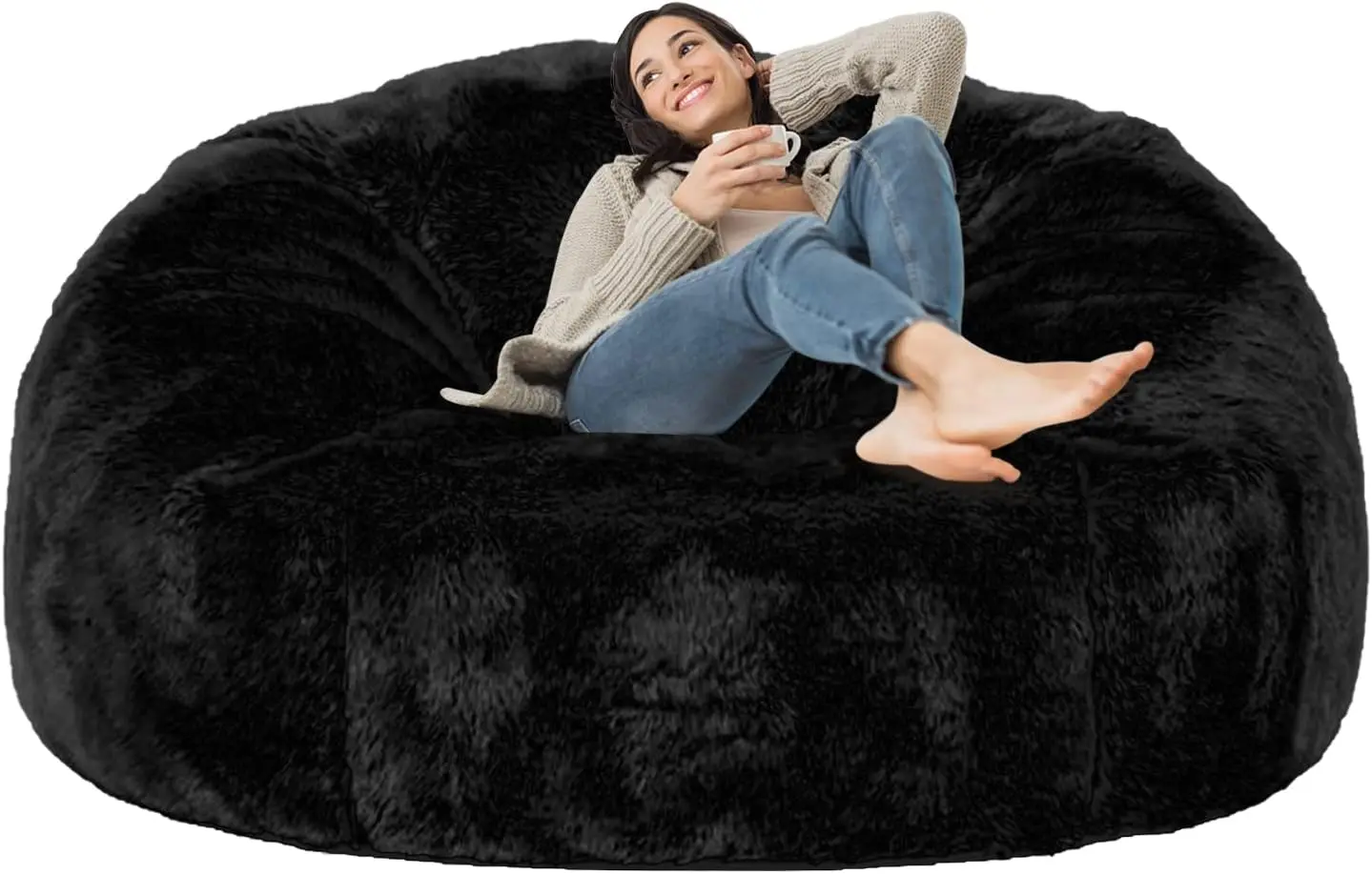 

Чехол для гигантского кресла-мешка 6FT, из мягкого искусственного меха, моющийся, для взрослых и детей, с внутренним вкладышем.