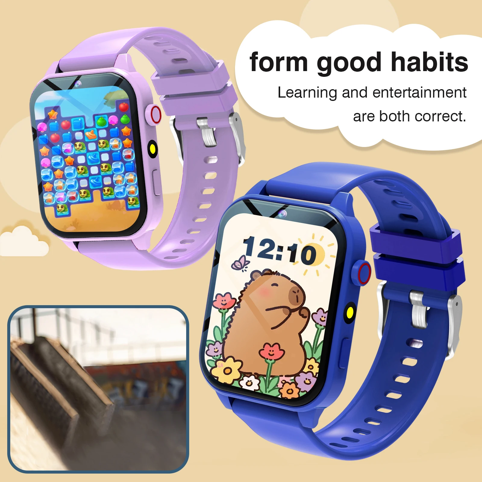นาฬิกาอัจฉริยะสำหรับเด็ก เกม 18 แบบ กล้องถ่ายรูป กันน้ำ ไฟฉาย ตรวจจับการนอนหลับ สำหรับเป็นของขวัญวันเกิด วันหยุด สำหรับเด็กชาย เด็กหญิง