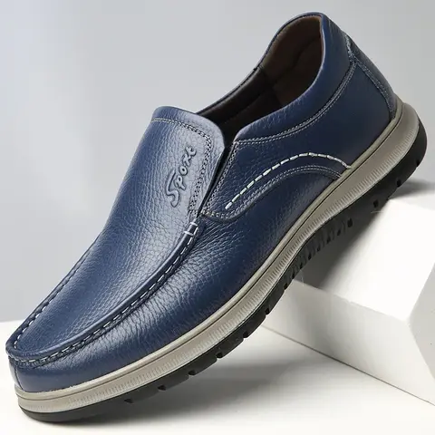 수제 정품 가죽 캐주얼 신발 겨울 운동화 남성 로퍼 청소년 운전 신발 남자 정장 신발 노인 Footwear2025