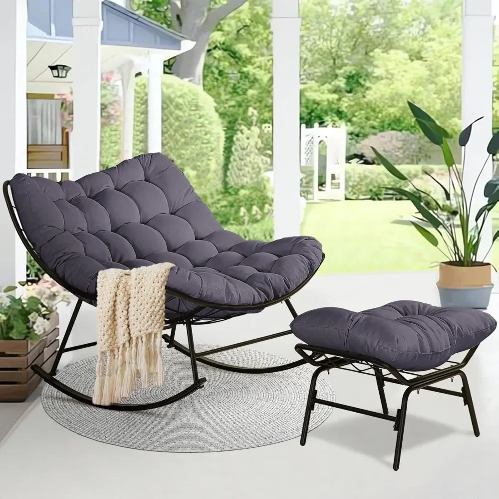 

Outdoor & Indoor Egg Reading Recliner Chair, Oversized Royal Comfy Lounge Rocker with Large Cushion and Ottoman for Bedroom