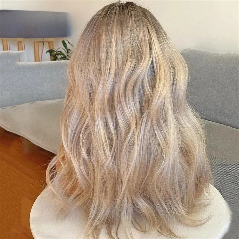 13x1Ombre Platinum Blonde Loose Wave HD Transparent Lace Front Wigs 13x4 Glueless Short Bob Lace Frontal Human Hair Wig 14 Inch