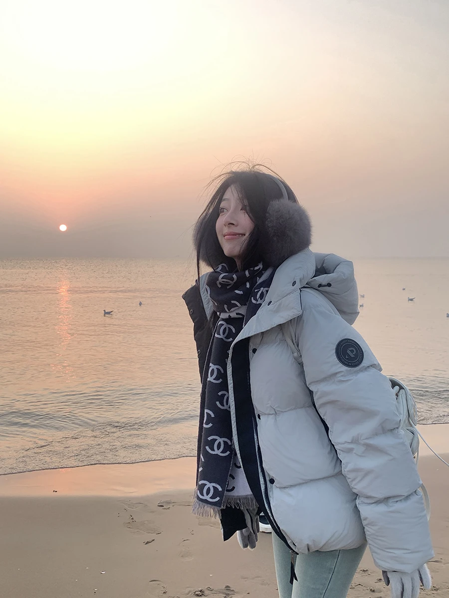 

Aboutpoem Women's ort Puffer Jaet 90 White Du down Matte Fini Comfortable Traceable Cleanlin Faion Casual Sle