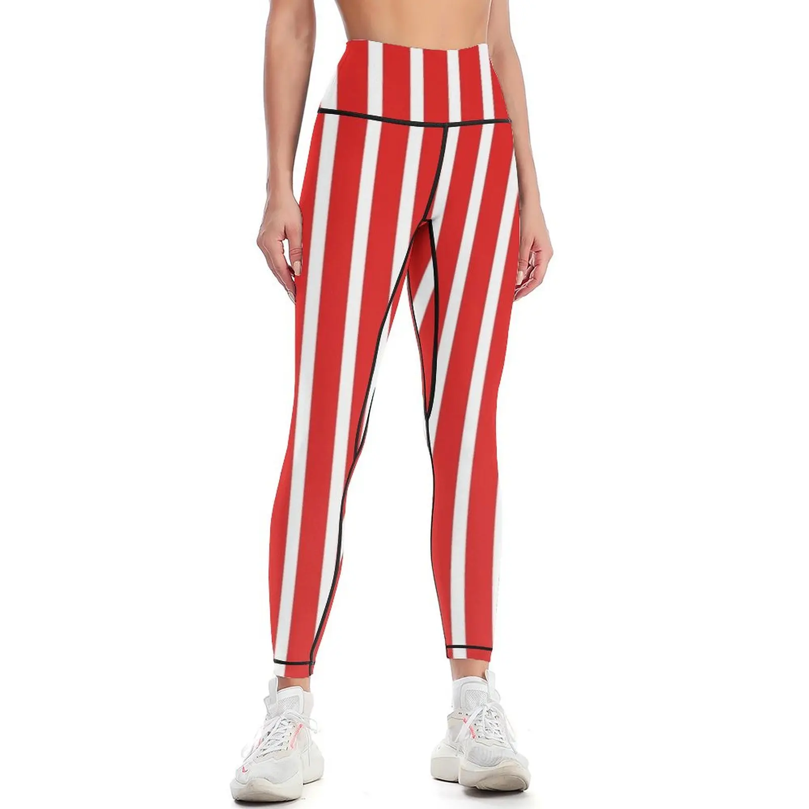 IU Candy Stripes! Crimson and Cream, Red and white striped Leggings fitness set gym Fitness's gym clothes Womens Leggings