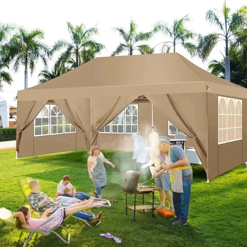 

Pop Up Canopy Tent Easy Up Commercial Canopy Waterproof With Portable Bag Party Tents For Parties With 4 Sandbags