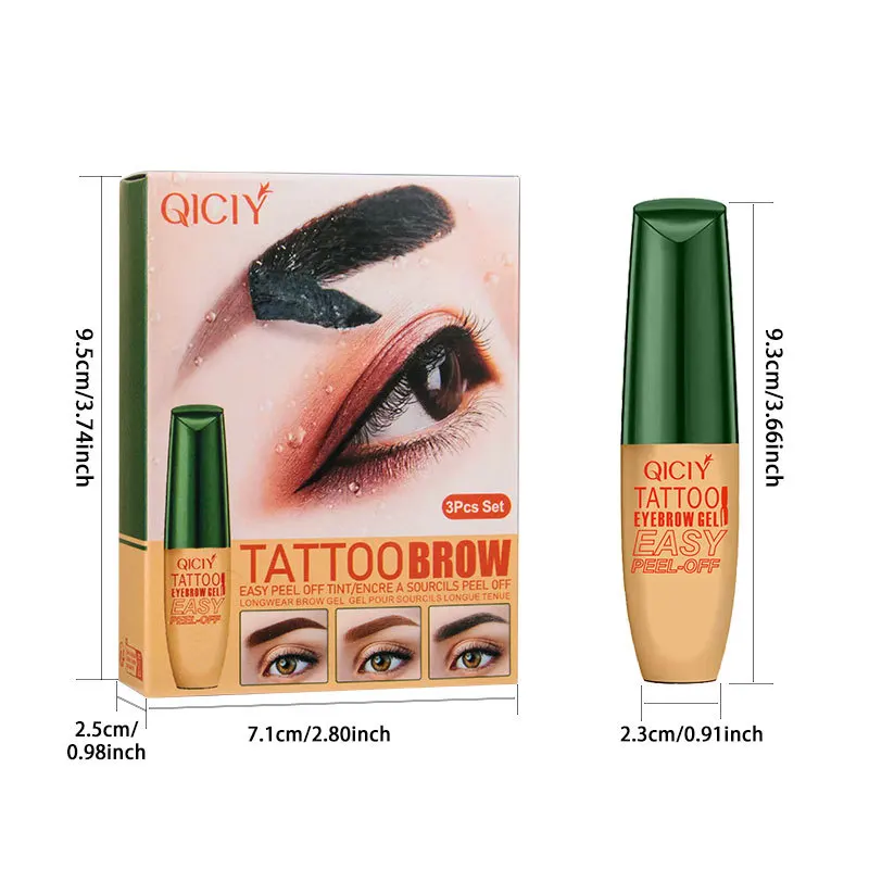 3 pz/set Sopracciglio Del Tatuaggio Impermeabile di Lunga Durata Sopracciglio Tinta Sopracciglio Peel Off Tinta Gel Anti-Savature Sopracciglio Gel Tinta Sopracciglio tatuaggio