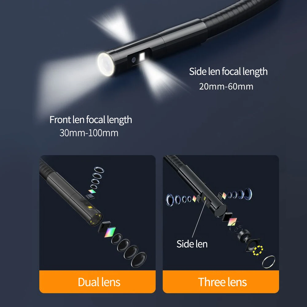 

4.3Inch IPS Screen 7.9mm Triple Lens 2MP 1080P Industrial Endoscope CMOS Borescope Inspection Otoscope Camera Digital Microscope