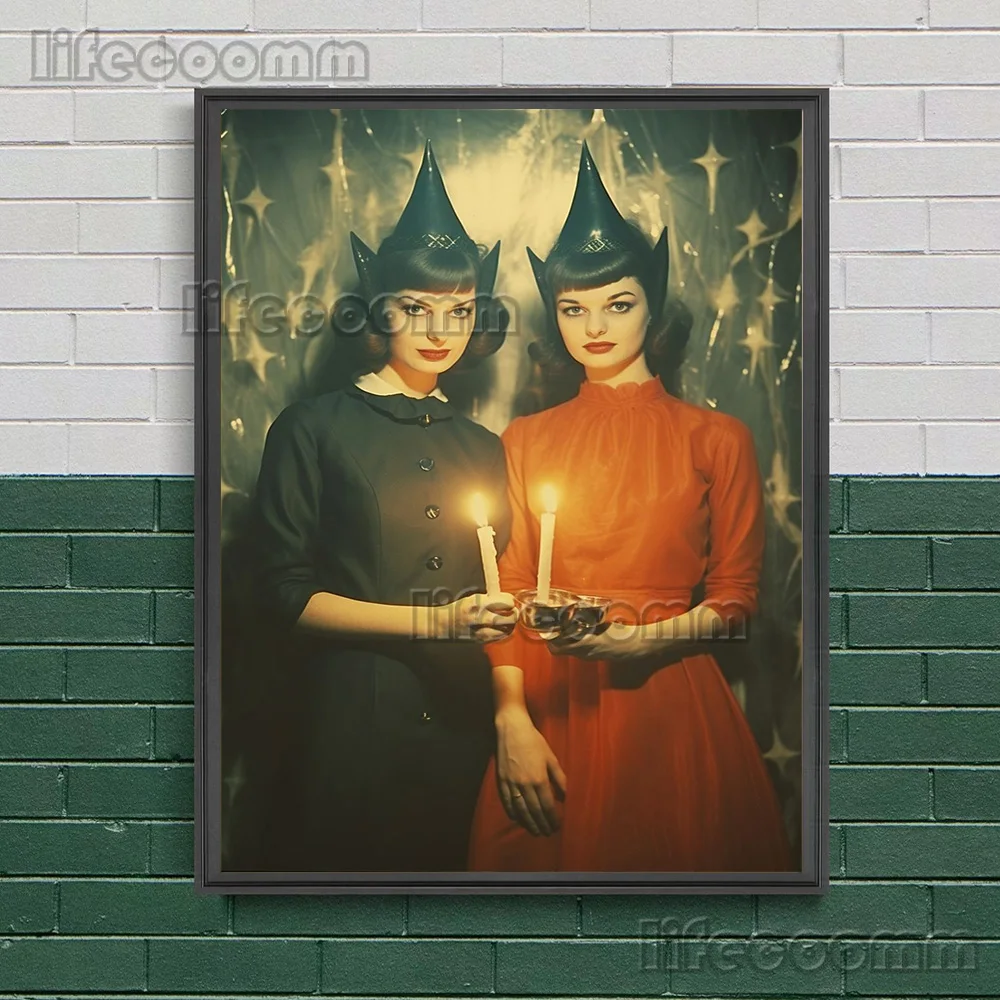 رمز شيطان غريب، تصوير عتيق، طباعة قماشية فنية جدارية، الأخوات الساحرة، صورة قوطية، ملصق فني وطباعة، ديكور منزلي #5