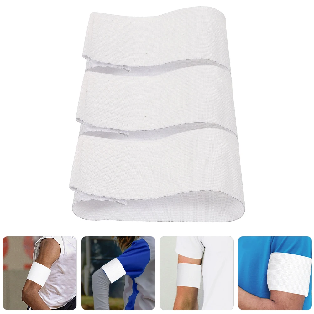 

3pcs White Blank Armband for Soccer Football Elastic Captain Accessories DIY Team Sports Arm Bands PortableReusable