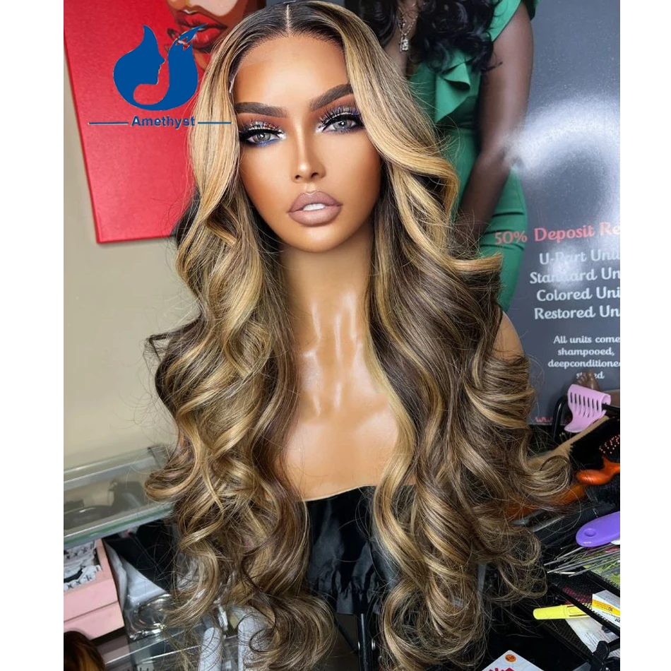 

Amethyst Body Wave Highlight 150% Full Lace Wig For Women Preplucked with Baby Hair 100% Human Hair Brazilian Remy with Combs