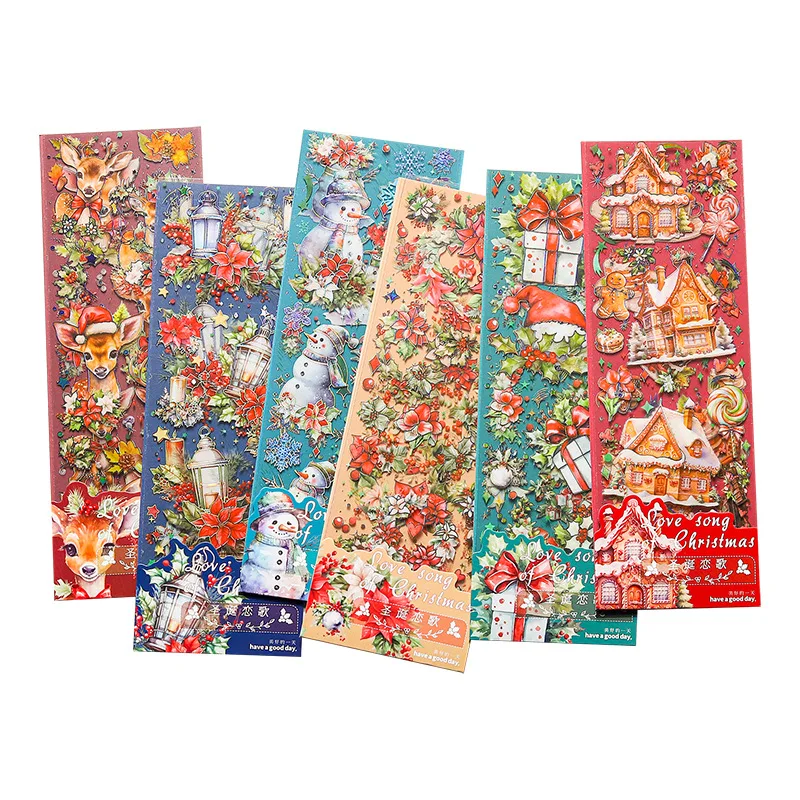 2 Sheets Vintage Christmas Elk Snowman  Scrapbooking Stickers DIY Decorative Pet Stickers For Journals Planners Laptops Crafts