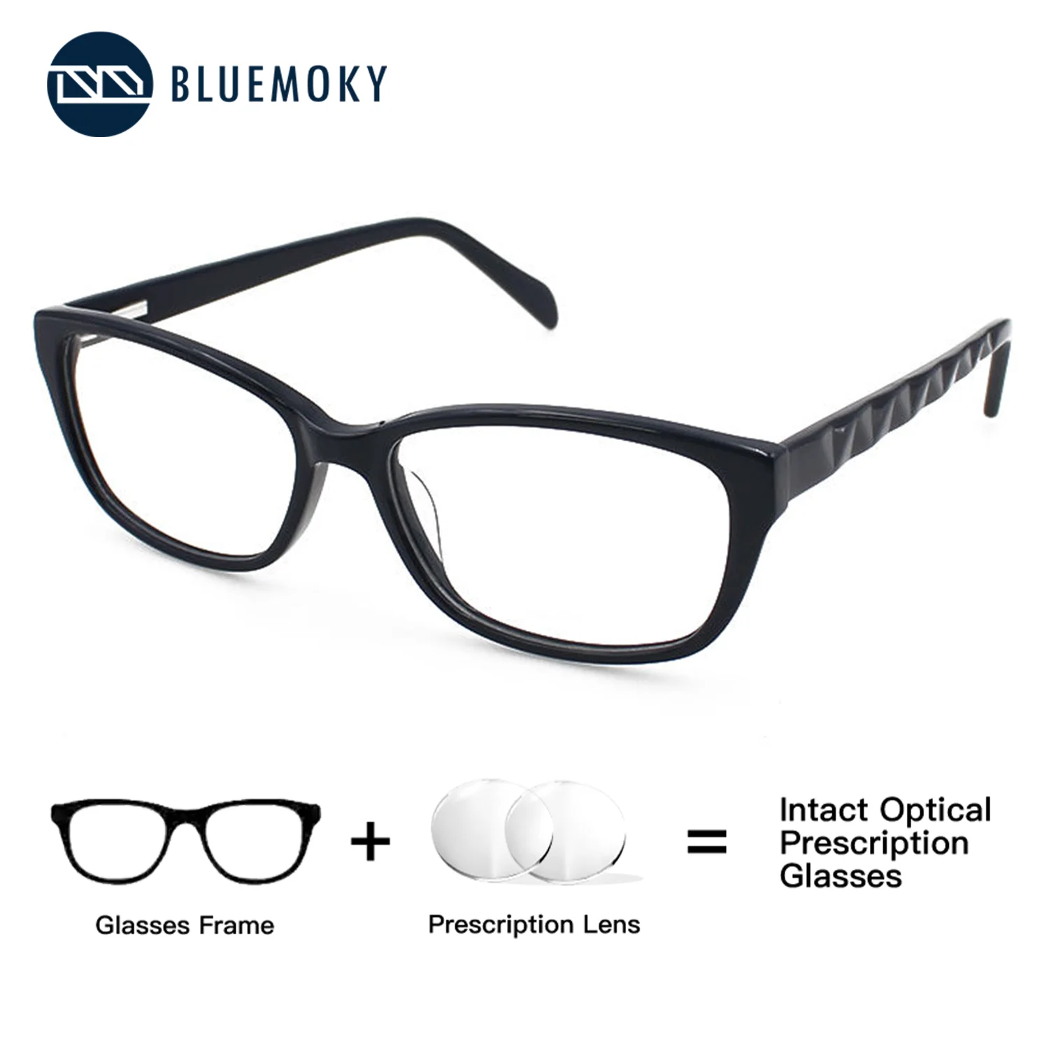 

BLUEMOKY Acetate Rectangular Prescription Glasses, Women's Square Progressive Optical Color Change, Anti Blue Light Myopia
