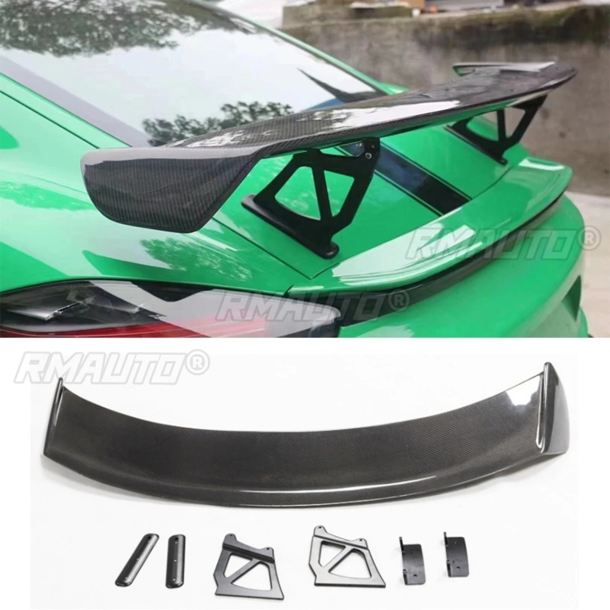 Real Carbon Fiber Car Rear Trunk Spoiler Wing Modification Part For Porsche 718 GT4 style Rear Trunk Spoiler Accessories