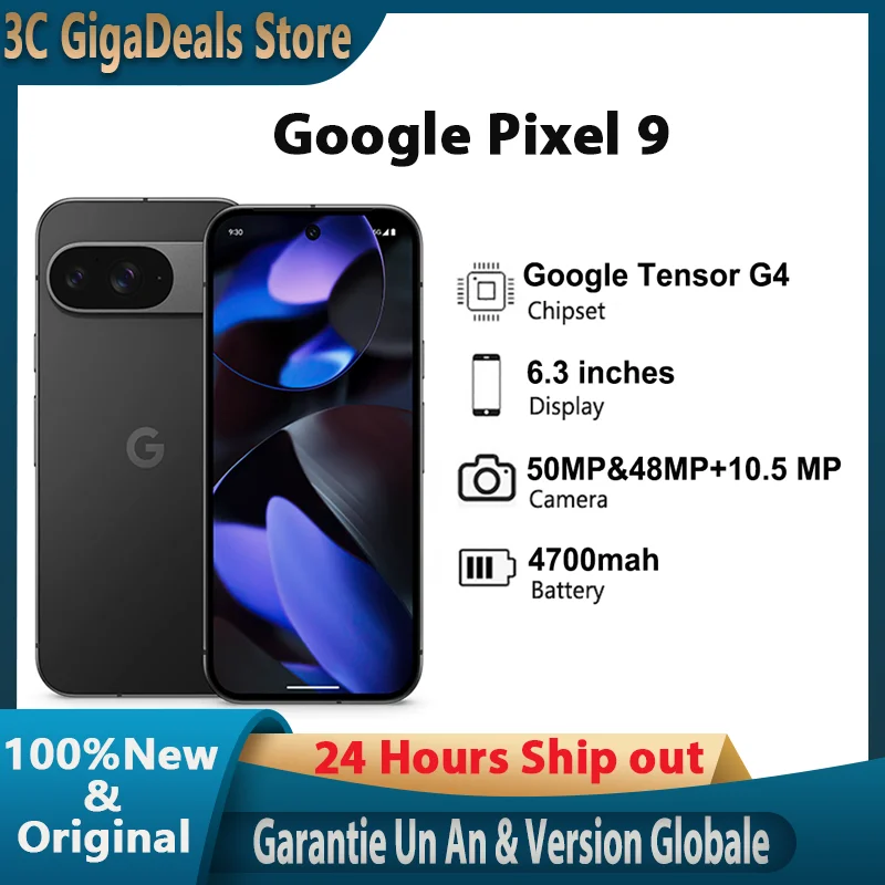 جوجل بيكسل 9، الإصدار العالمي، الإصدار العالمي، جوجل تسور G4، 4700 مللي أمبير، PD3.0، OLED، هرتز، 12 جيجابايت من ذاكرة الوصول العشوائي، ROM de 128 Go، هاتف ذكي