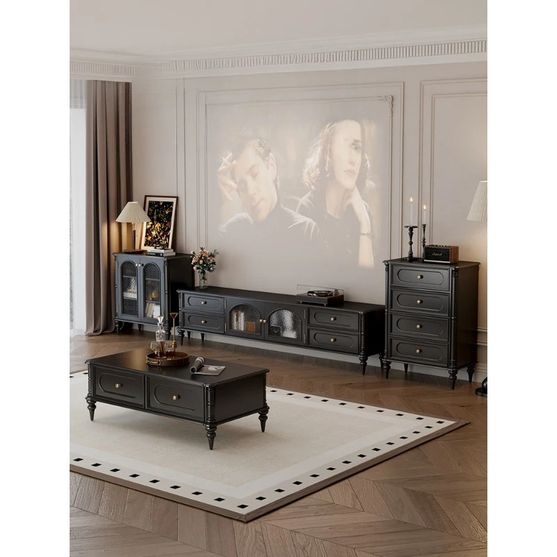 

American retro style solid wood TV cabinet, living room 2026 new home storage locker