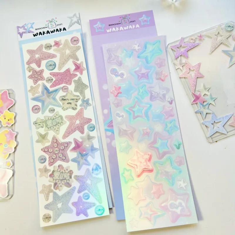 1Pc Ins Fantasy Star Series Guka Stickers DIY Decor Scrapbooking Materials Stationery Postcards Sticker Stationery Supplies