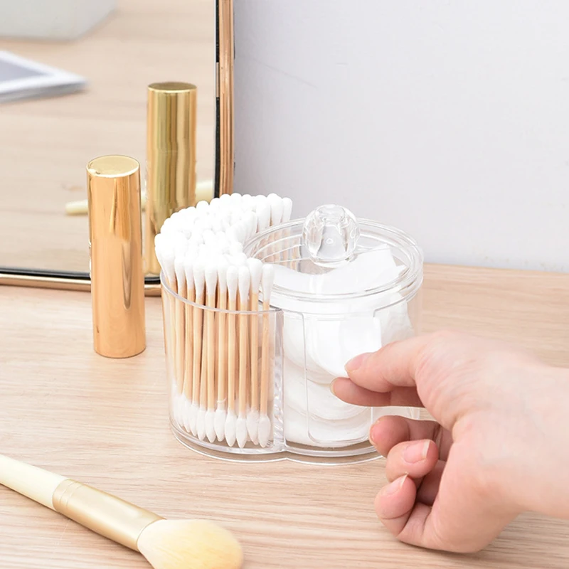 Cotton Round Pad Holder Powder Puff Storage Box Home Cotton Swab Box Makeup Organizer Dustproof Portable Durable Bathroom Jar