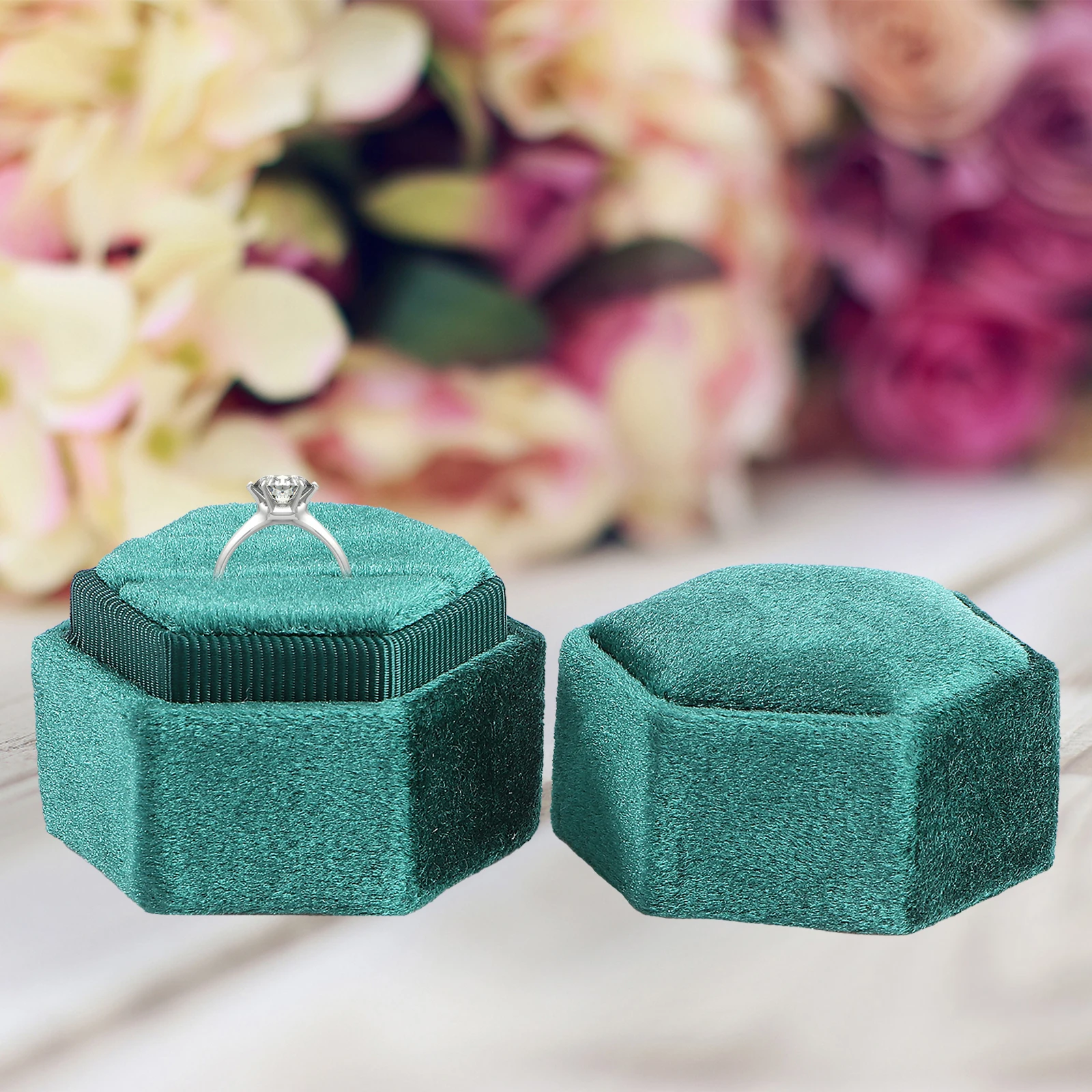 

Hexagon Ring Box Jewelry Storage Case Wedding Ring Holder Gift Packaging For Valentine'S Day Compact Lightweight Organizer
