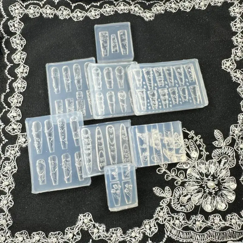 الفرنسية الدانتيل سلسلة الزهور ثلاثية الأبعاد قالب أكريليك سوان مسمار الفن زينة DIY بها بنفسك سيليكون مزين مسمار الفن قوالب الأظافر أداة قولبة #3