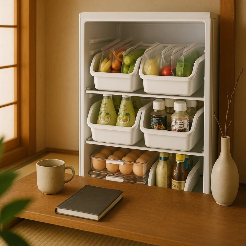 

Premium Refrigerator Storage Box, Plastic Freshness Keeper for Fruits and Vegetables, Divided Kitchen Organizer