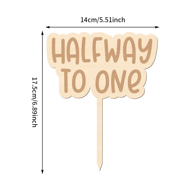 NUBECOM Halfway To One Cake Topper Holzkake Topper mit Halfway To One Design Geburtstagstorte Topper Babyparty Dekorationen – Detail 4