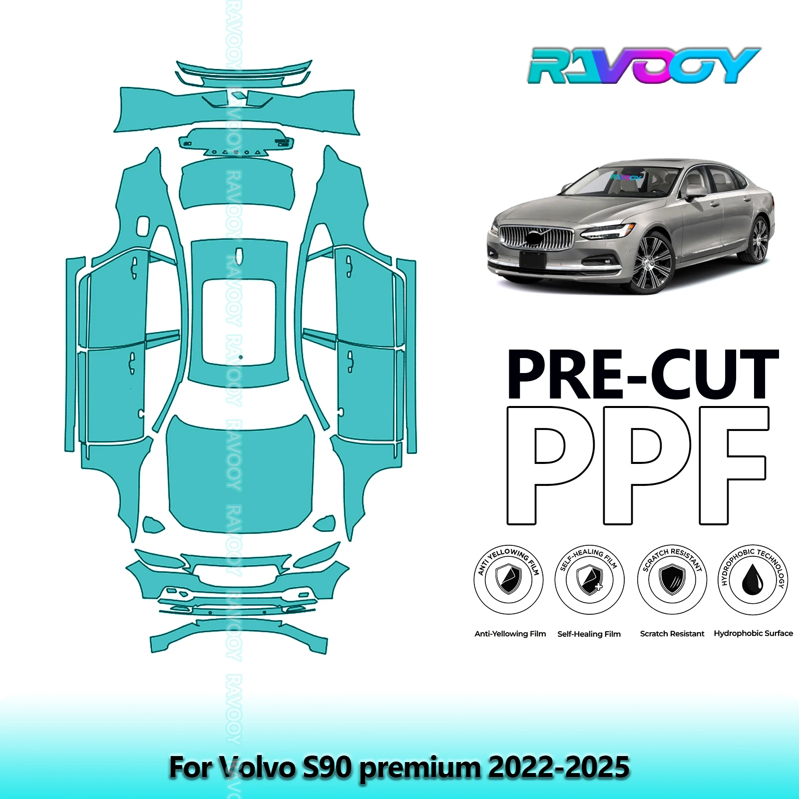 

Car Precut Paint Protection Film Full Vehicle Anti-scratch Exterior TPU PPF For Volvo S90 premium 2022-2025