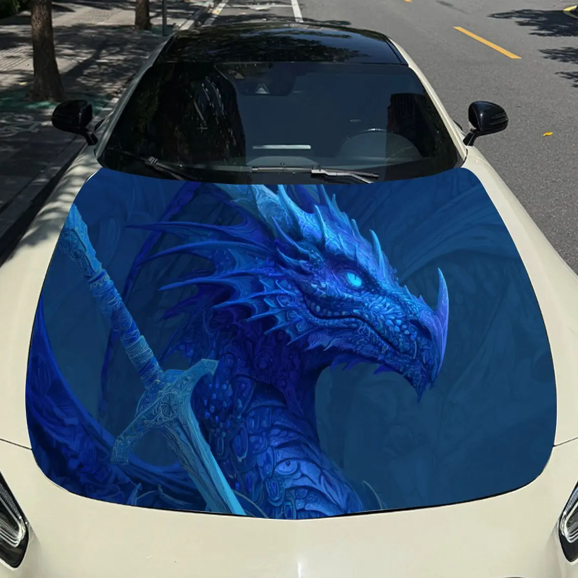 التنين العدالة الزرقاء يلحام غطاء السيارة ملصقات الفينيل لحماية سطح السيارة ملصق تزيين السيارة غطاء الفينيل يلتف ث