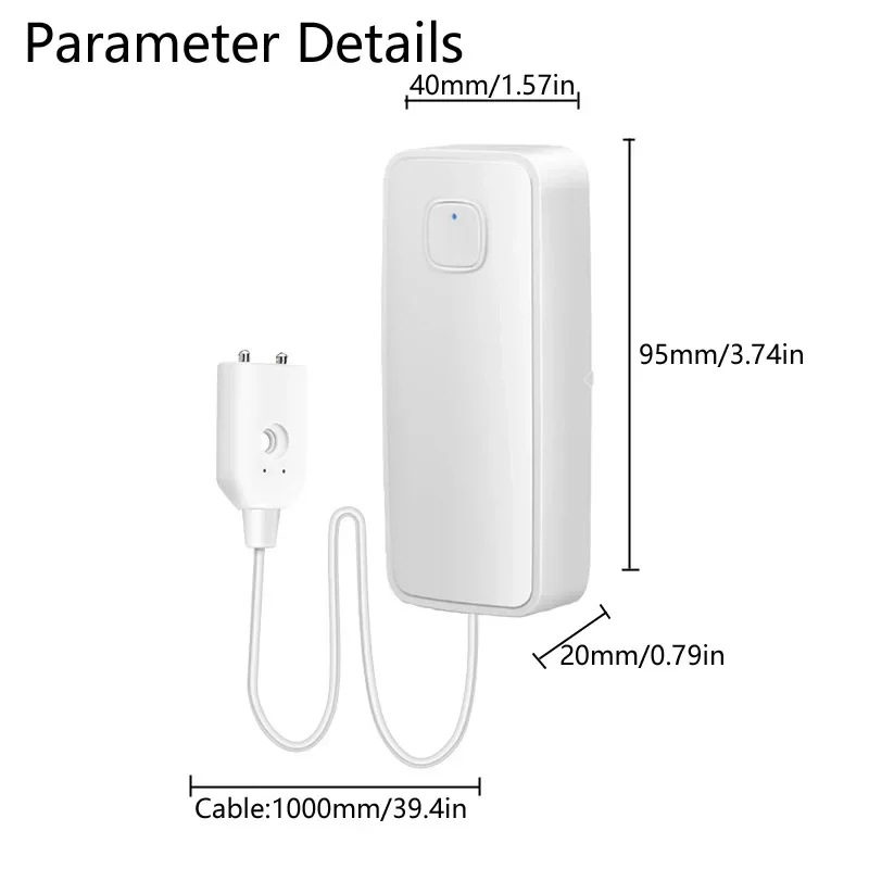 Imagem -03 - Tuya Wifi Sensor de Vazamento de Água Smartlife Aplicativo Controle Água Transbordamento Nível Detector 80db Som Alarme Inteligente Casa Inundação Monitor Remoto