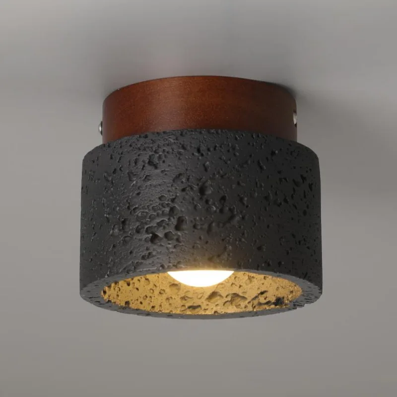 

Black hole stone ceiling light wabi-Sabi vintage home decoration corridor porch balcony homestay cloakroom restaurant lighting