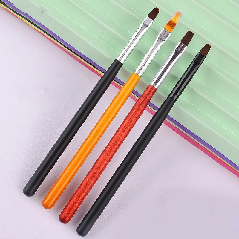 

Sweet-Z Simple Round/Flat/Lace Nail Brush 4 Color Wooden Rod UV Gel Polish Crystal Nail Drawing Tools For manicure Wholesale