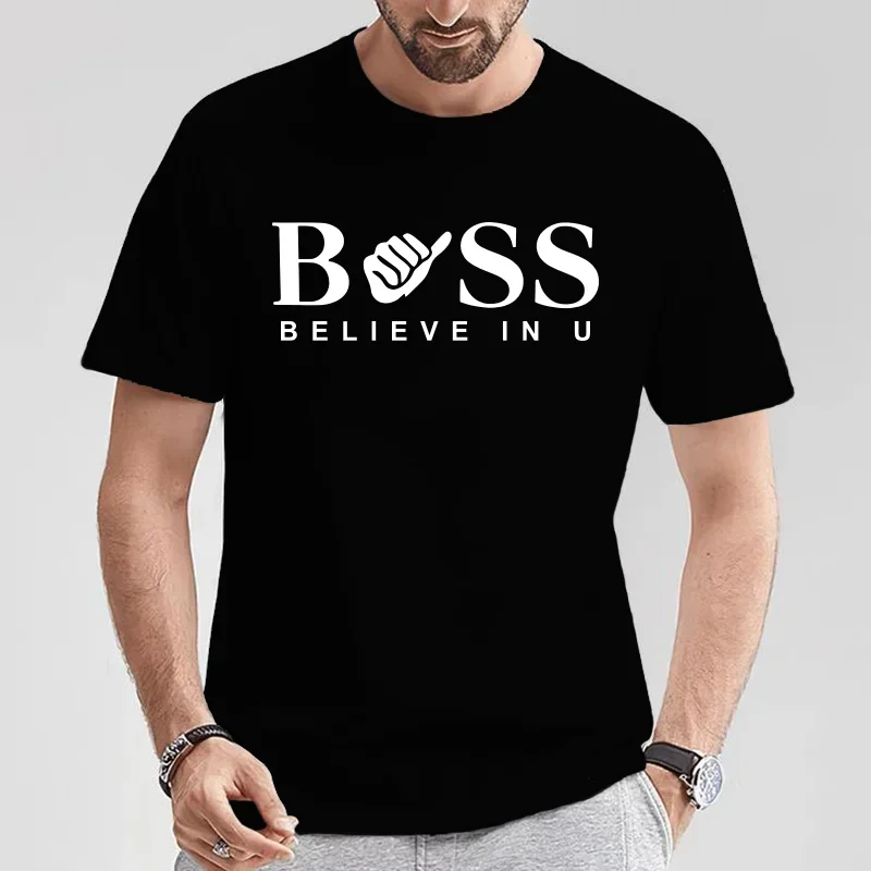 

2025 men's round neck casual letter printed short sleeved T-shirt