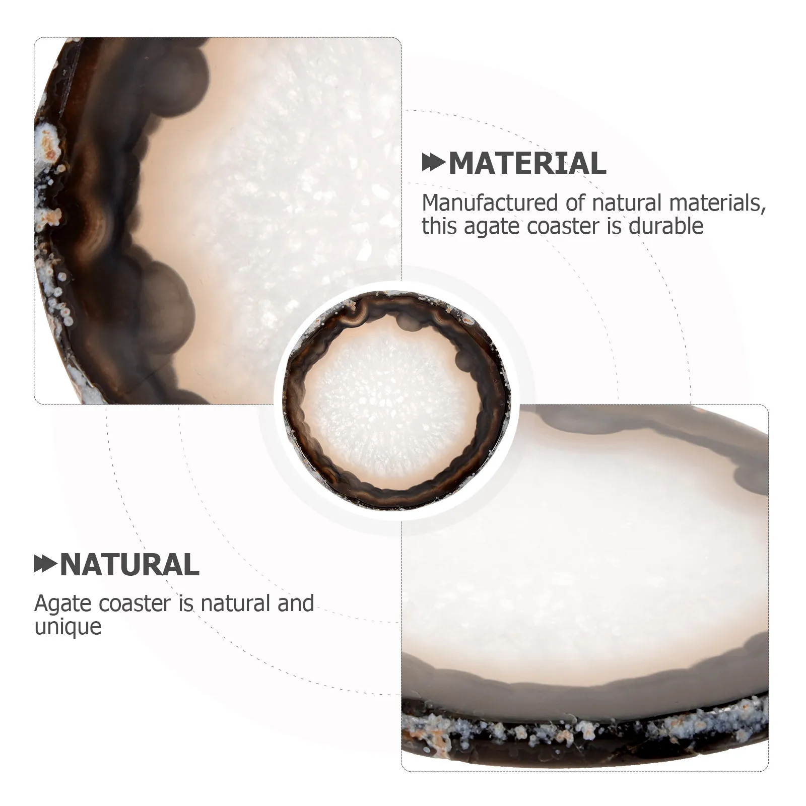 

Natural Polished Agate Slice Coaster Set Heat Resistant Cup Mat for Dining Table Desktop Decoration Drink Holder Home Coffee