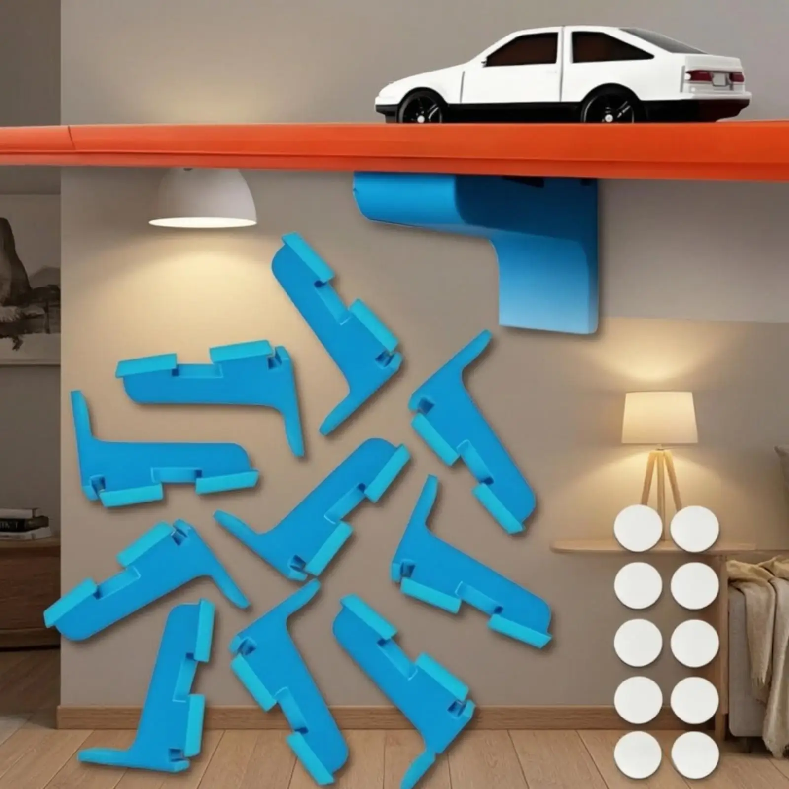 Plastic Wall Track Bracket Fastener for Toy Car Track Elevated Straight Runs Space Saving Playroom Wall Mount Kit